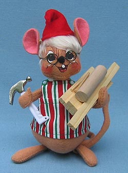 Annalee 6" Workshop Woodworker Mouse with Wood and Hammer - Mint - 769803