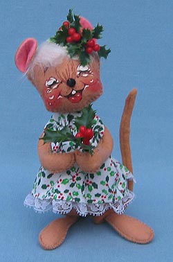 Annalee 7" Holly Girl Mouse - Mint - 771195x