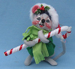 Annalee 7" Mouse with Candy Cane -  Near Mint / Excellent - 771288