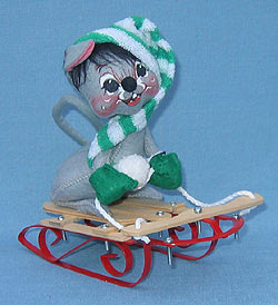 Annalee 7" Sledding Mouse on Flexible Flyer - Mint / Near Mint -772087