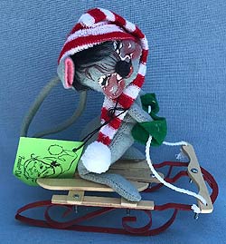 Annalee 7" Sledding Mouse - Mint - 772087xo