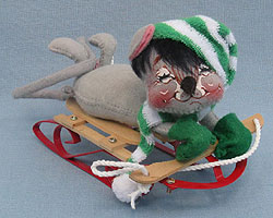 Annalee 7" Sledding Mouse on Flexible Flyer - Mint -772087xx