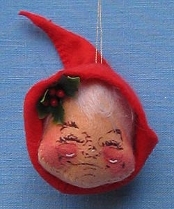 Annalee 3" Red Elf Head Ornament - Mint - 781082redxx