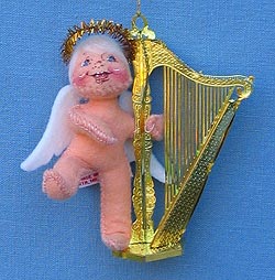 Annalee 3" Angel Playing Harp Ornament - Mint - 781995