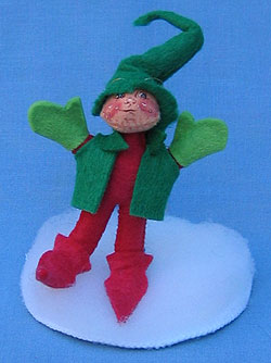 Annalee 3" Red and Green Elf Ornament with Stand - Mint - 782289ox