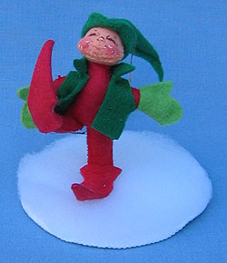 Annalee 3" Red and Green Elf Ornament with Stand - Mint - 782289xx