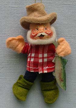 Annalee 3" Fishing Santa Ornament - Prototype - Mint - 783693p