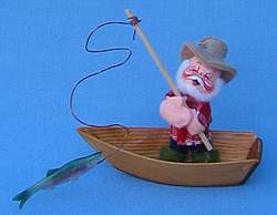 Annalee 3" Fishing Santa Ornament - Mint - 783693xo