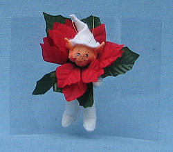 Annalee 3" Poinsettia Elf Ornament - Mint -786105ox