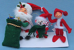 Annalee 3" - 5" Annalee Ornament Assortment - Santa, Elf and Mouse - Mint - 786205