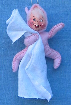 Annalee 3" Baby Girl in Pink PJ's with Blanket Ornament - Mint - 787295
