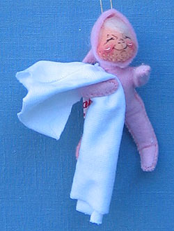 Annalee 3" Baby Girl in Pink PJ's Ornament Closed Eyes - Mint - 787295xx