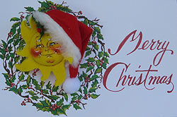 Annalee 3" Sun with Santa Hat Ornament / Pin / Christmas Card - Mint - 787694oxcc