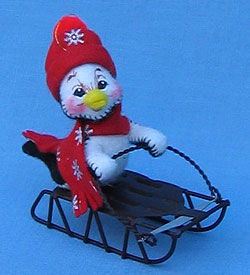 Annalee 3" Sliding - Sledding Penguin Ornament - Mint - 789602