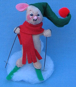 Annalee 3" Ski Bunny Ornament - Open Eyes - Mint - 792996