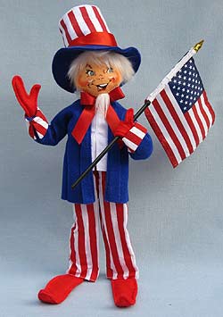 Annalee 16" Uncle Sam Pixie Elf Holding Flag 2016 - Mint - 851216