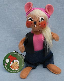 Annalee 6" Motorcycle Biker Babe Mouse with Blonde Pony Tail - Mint - 860015blsqoxt