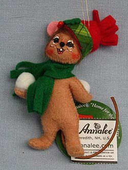 Annalee 3" Snowball Ambush Mouse Ornament 2014 AIA - Mint - 860814