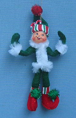 Annalee 4" Green Candystripe Elf Ornament - Mint - 866306