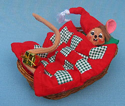 Annalee 5" Mouse in Basket Bed - Mint - 866406