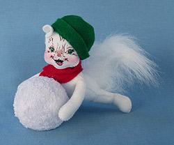 Annalee 8" Kitty Cat with Lighted Snowball - Mint - 943408