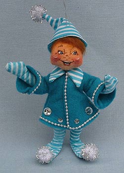 Annalee 5" Blue Candycane Elf Ornament - Excellent - 948106a