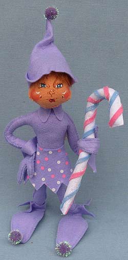 Annalee 12" Purple Candy Elf Holding Candy Cane - 2013 - Mint - 964613ooh