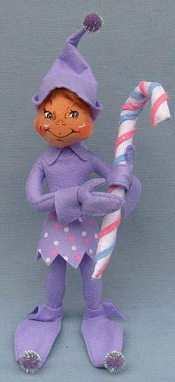 Annalee 12" Purple Candy Elf Holding Candy Cane - 2013 - Mint - 964613ox