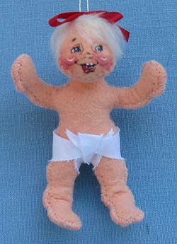 Annalee 3" Baby Girl in Diaper Ornament - Mint - Prototype - 970595