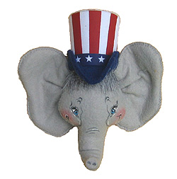 Annalee 5" Patriotic Elephant Pin - Ornament - Excellent - 981603a