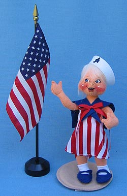 Annalee 7" Patriotic Girl #2 with Sailor Hat - Mint - 984500tong
