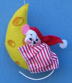 Annalee 3" Mouse on the Moon Ornament - Signed - Mint - 986500sox
