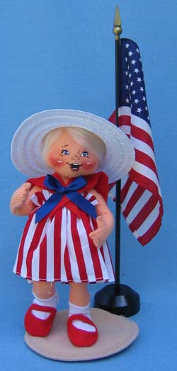 Annalee 7" Patriotic Girl #1 with Straw Hat - Mint - 987600