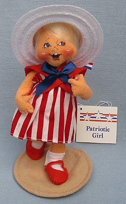 Annalee 7" Patriotic Girl #1 with Straw Hat - Mint - 987600tonga