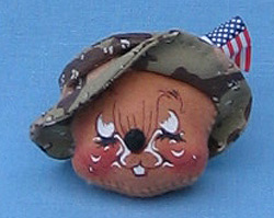 Annalee 3" Military Soldier Mouse Head Pin with American Flag - Mint - 993591xx