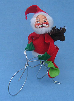 Annalee 7" Santa on Bike with Brown Knapsack - Mint / Near Mint - C14-77