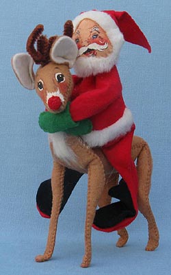 Annalee 7" Santa with 10" Deer - Mint - Tags Cut - C143-75a Annalee 7" Santa with 10" Deer - Mint - Tags Cut - C143-75a