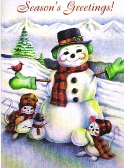 Annalee 5" x 7" Season's Greetings Snowman Christmas Card - CD-1033