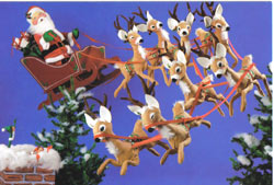 Annalee 5" x 7" Santa in Sleigh with Reindeer Christmas Card - CD-SED
