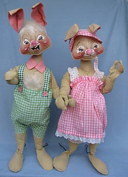 Annalee 29" Country Boy & Girl Bunny - Mint - 1979 - D58-D59-79yeah Annalee 29" Country Boy & Girl Bunny - Mint - 1979 - D58-D59-79yeah