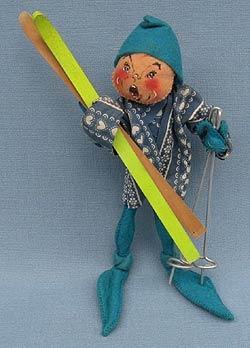 Annalee 10" Blue Elf with Skis & Poles - Near Mint / Excellent - E2-63blyell