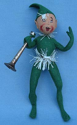Annalee 10" Green Elf with Tinsel and Horn - Near Mint - E22-55gh