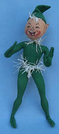 Annalee 10" Green Elf with Tinsel - Mint - E22-55gxo