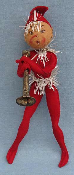 Annalee 10" Red Elf with Tinsel and Horn - Mint - E22-55rhorn