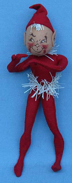 Annalee 10" Red Elf with Tinsel - Mint - E22-55rox