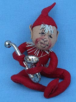 Annalee 10" Red Elf with Tinsel and Sax - Mint - E22-55rsfr