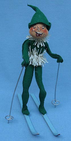 Annalee 10" Green Ski Elf with Tinsel - Near Mint - E223-63gxo