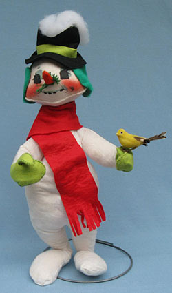 Annalee 18" Snowman Holding Bird - Near Mint - Signed - N161-78s
