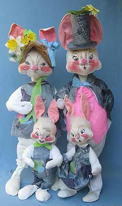 Annalee 29" E.P. Mom, Dad and 18" Bunny Family - Mint / Near Mint - S63-S62-76set Annalee 29" E.P. Mom, Dad and 18" Bunny Family - Mint / Near Mint - S63-S62-76set
