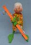 Annalee 10" Lime Green Elf holding Skis & Poles - Mint - E2-68lgox